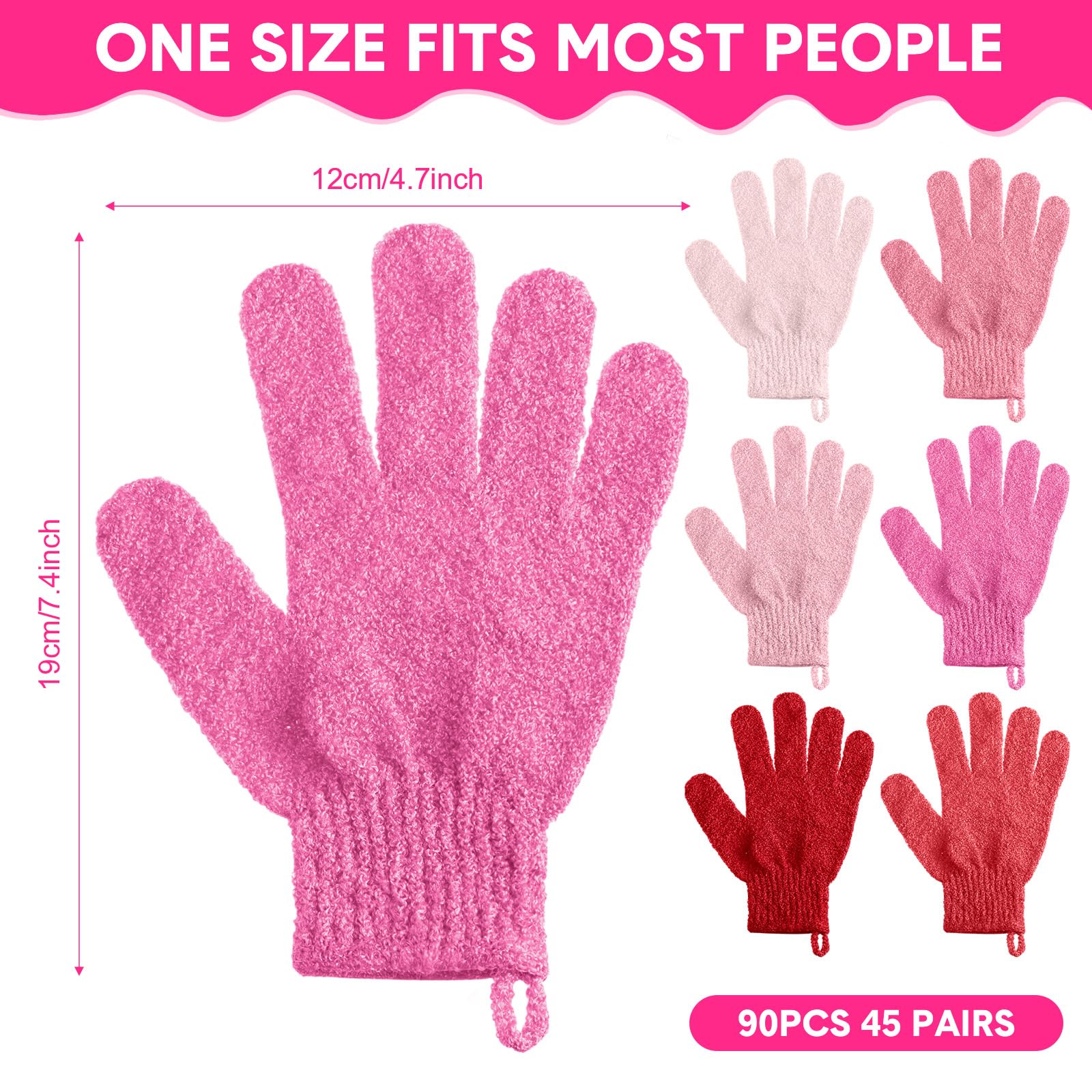 Utilisation simple des gants Cuffbow rose pour nettoyer et lisser la peau