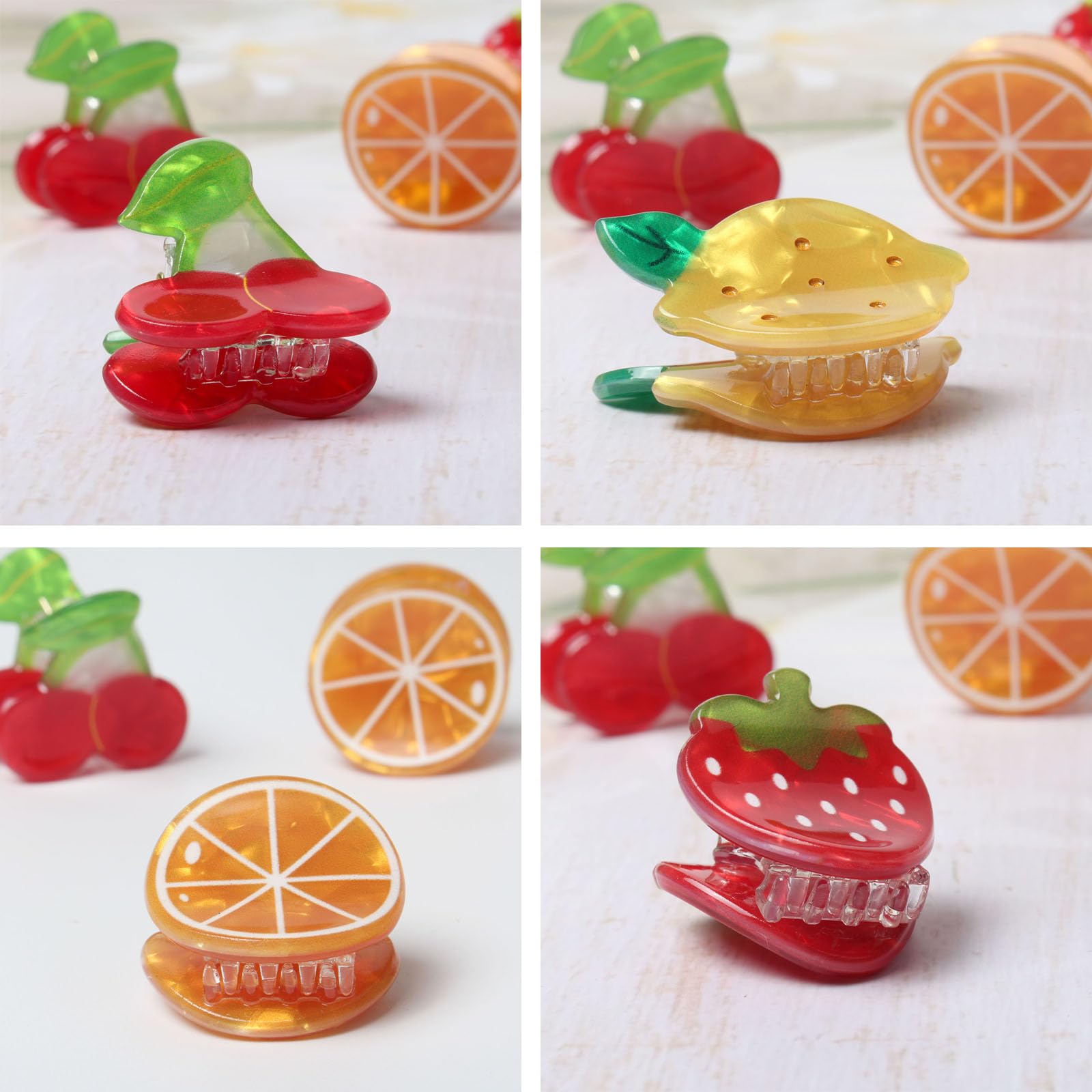 Cuizhiyu clip fruits orange mini, touche colorée pour coiffures rapides.