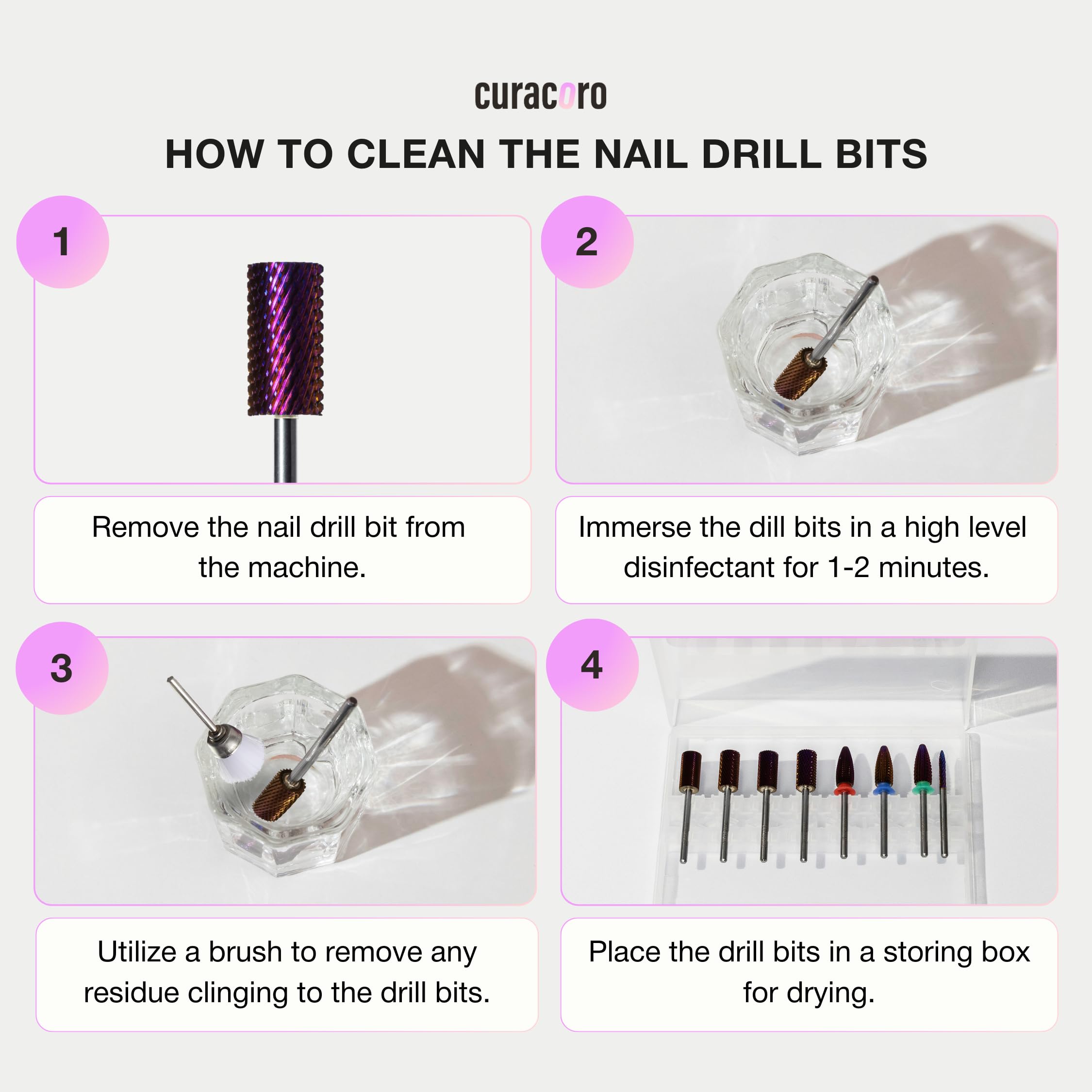 CURACORO bit-barillet-petit-carbure-fin application-art-ongles : parfait pour les motifs et finitions.
