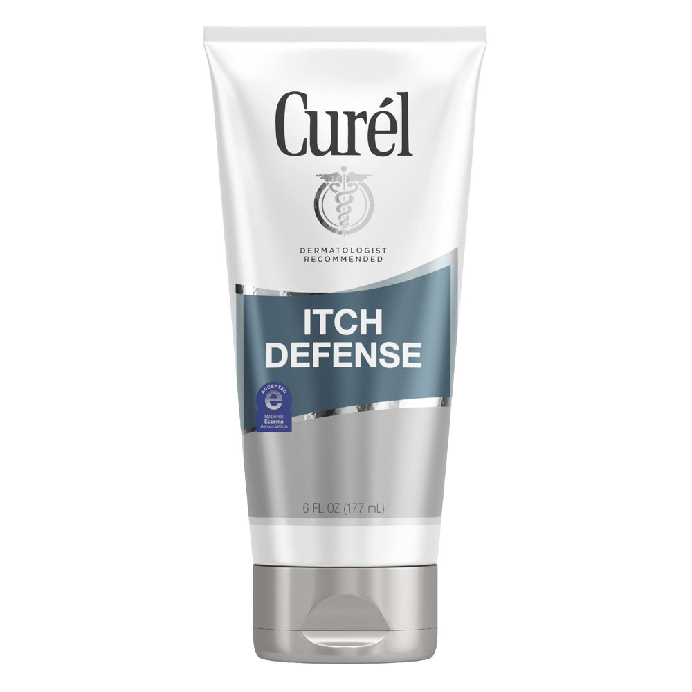 Curél Itch Defense – bouteille 6oz, hydratation apaisante pour peau sèche.