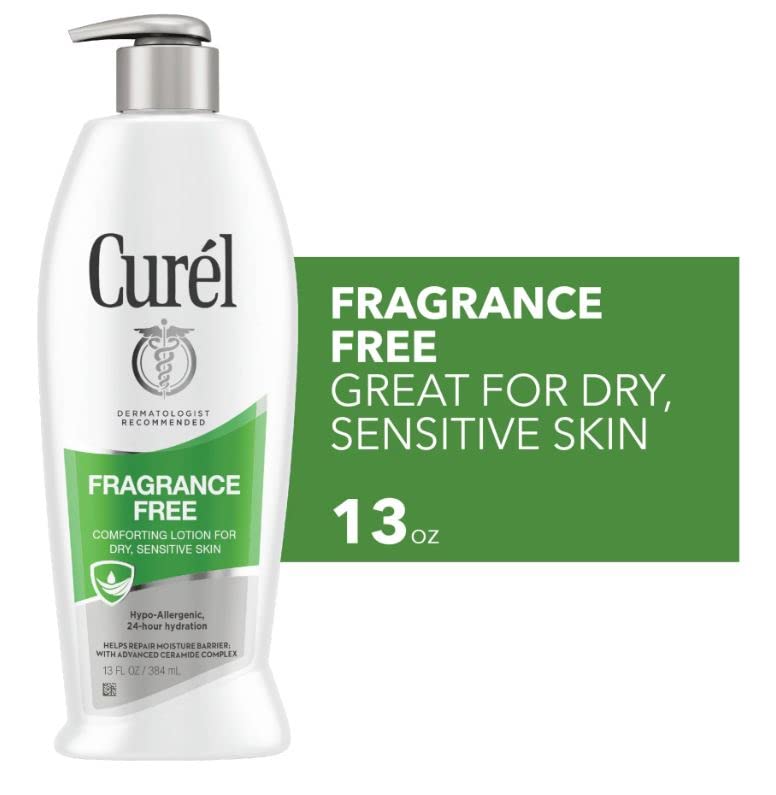 Soin hydratant Curel sans parfum pour routine quotidienne.