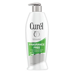 Lotion Curel sans parfum en flacon 13 oz, hydratation quotidienne.