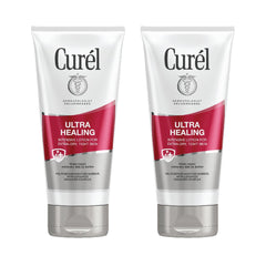 Curél Ultra Healing, bouteille double en vedette, hydratation durable.