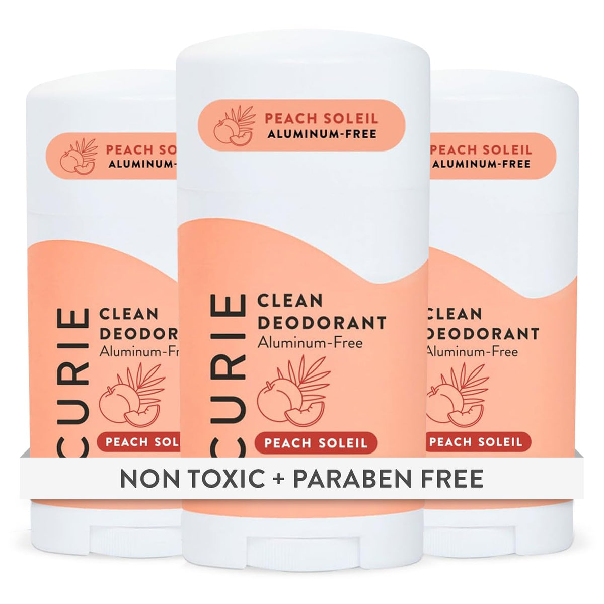Curie Peach Soleil emballage élégant et durable pour une routine éthique.