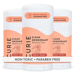 Curie Peach Soleil emballage élégant et durable pour une routine éthique.