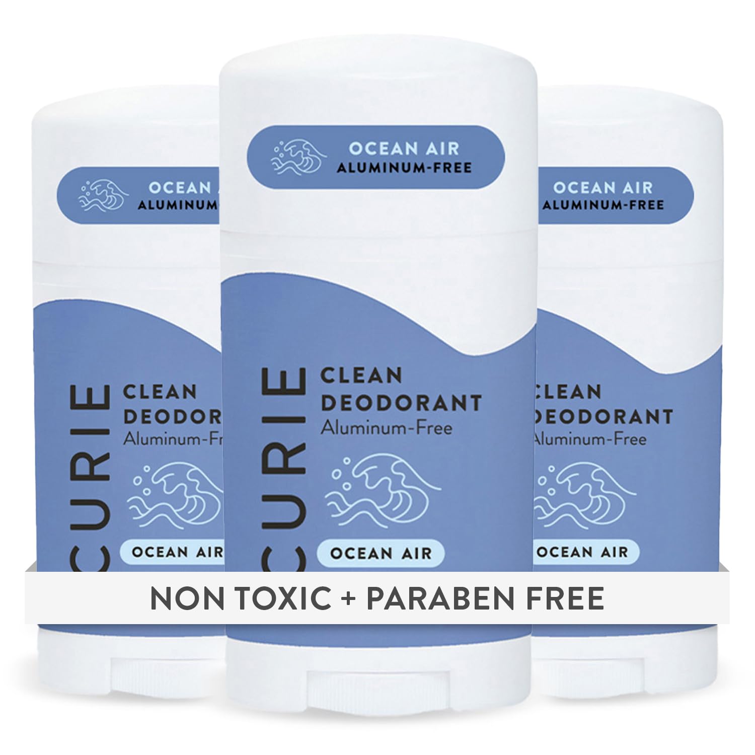 Curie Océan Frais — emballage du déodorant en stick prêt pour votre routine durable.