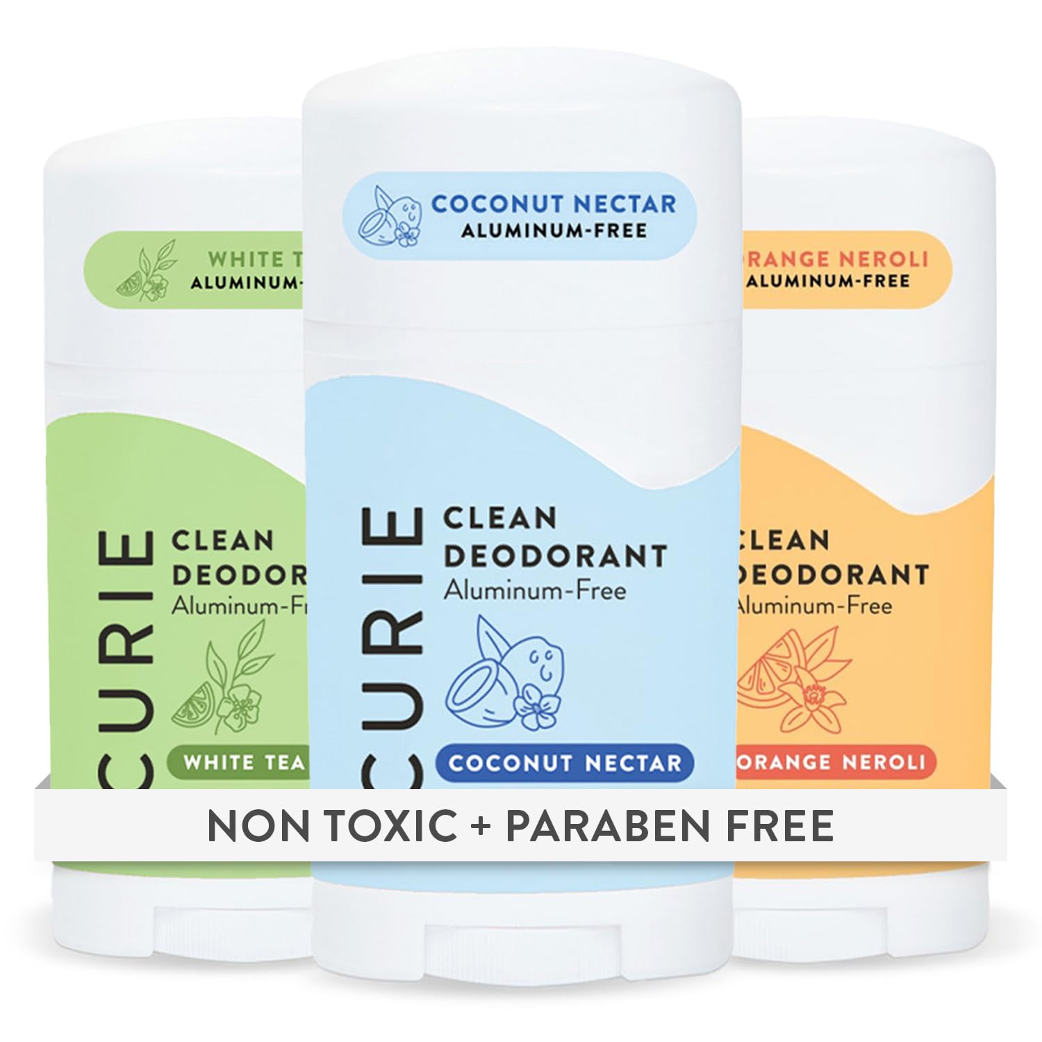 curie déodorant stick emballage coco nectar, élégant et recyclable pour le quotidien.