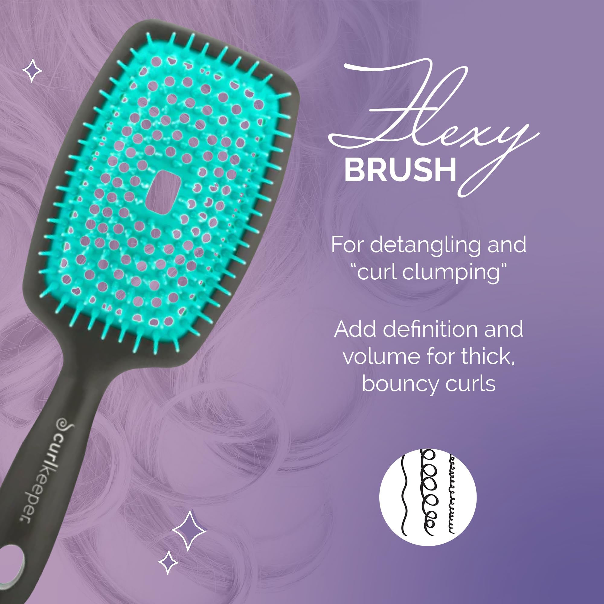 Les brins flexibles du Flexy massent le cuir chevelu et stimulent la circulation.