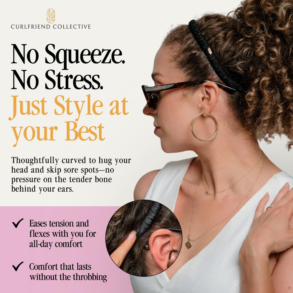 Bande Curlfriend Onyx compatible avec les lunettes grâce au cadre courbé.