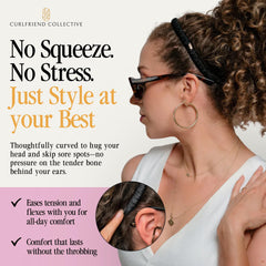 Bande Curlfriend Onyx compatible avec les lunettes grâce au cadre courbé.