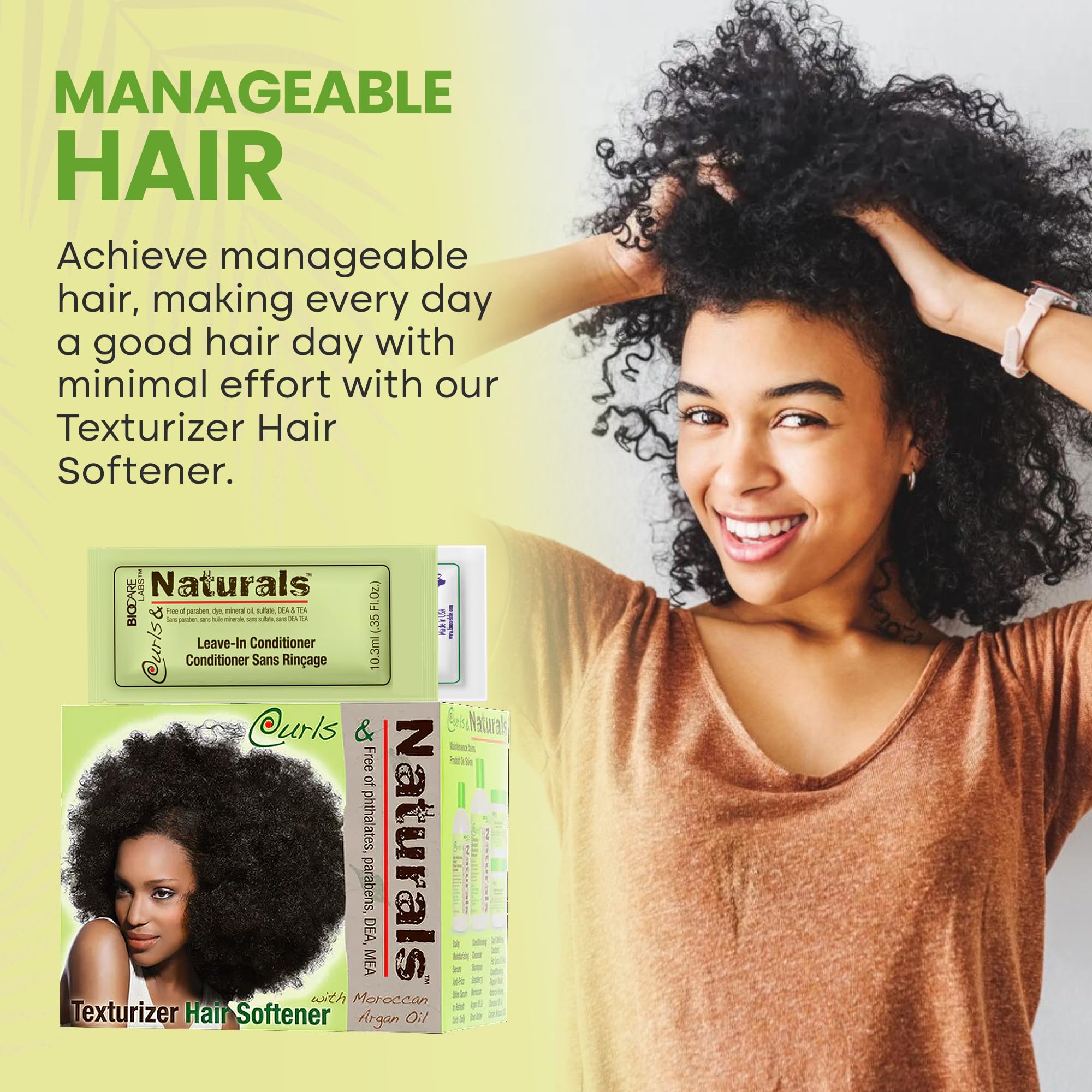 Curls & Naturals résultats cheveux texturisés, aspect souple.