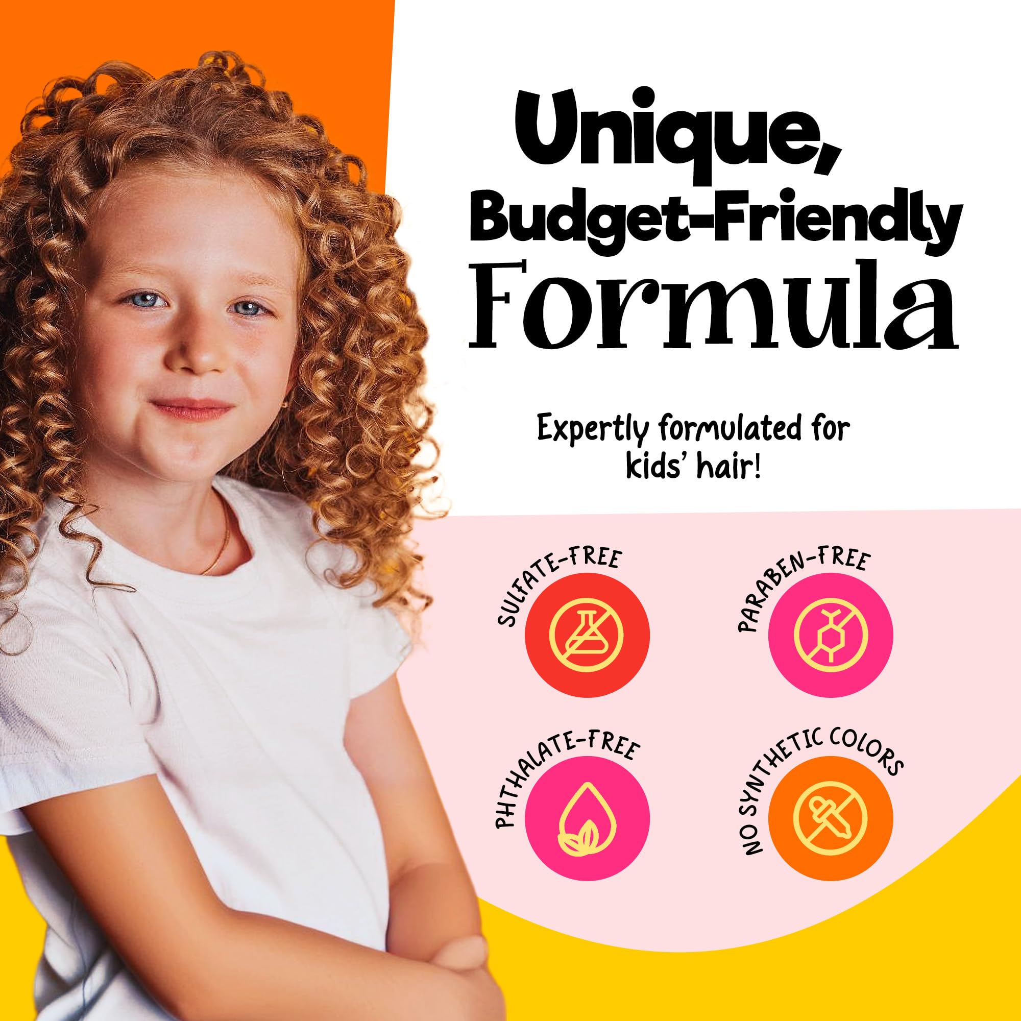 CurlyKids cheveux bouclés serrés démêlés facilement après application.
