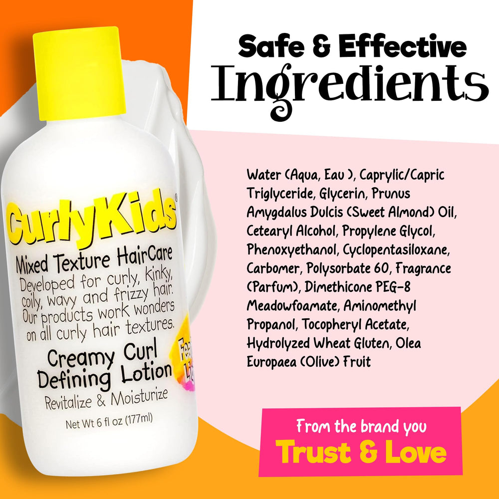 CurlyKids Lotion hydratation quotidienne pour cheveux d'enfants.