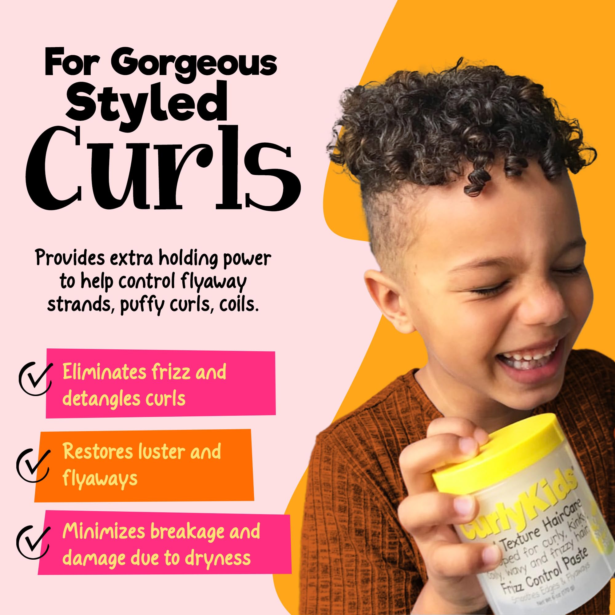 CurlyKids Pâte anti-frisage : application mains facile et sans résidu.