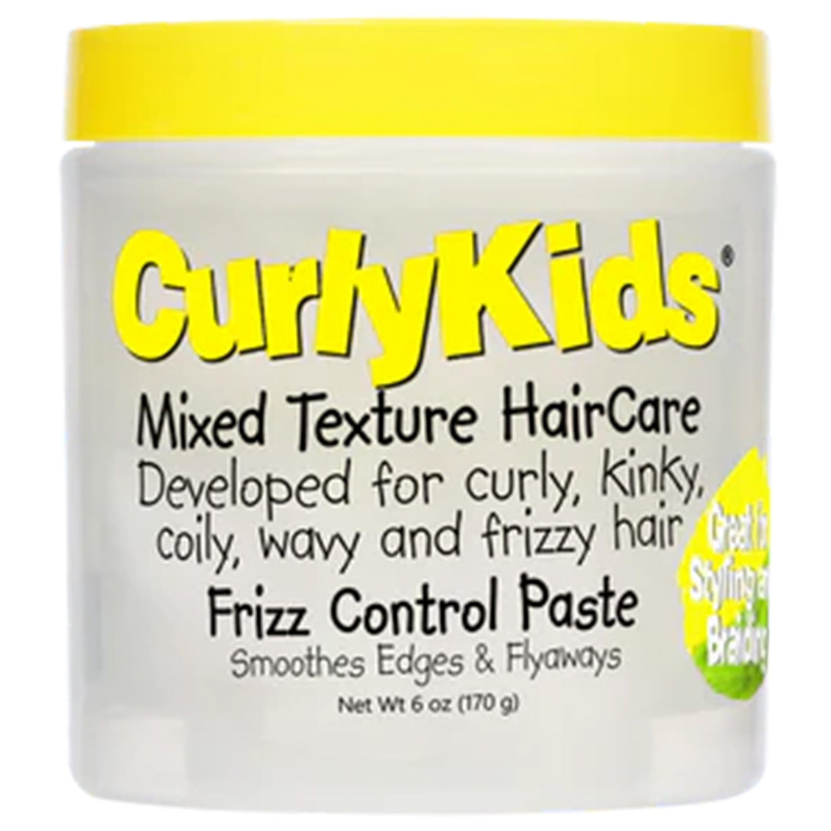CurlyKids Pâte anti-frisage bouteille 6oz pour une tenue légère et durable.