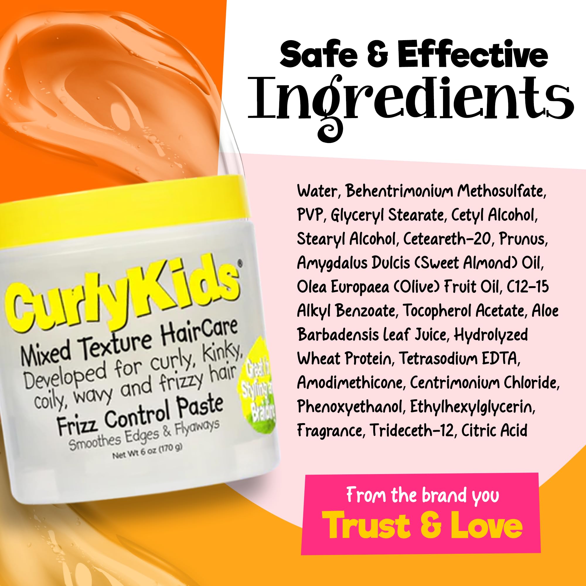 CurlyKids Pâte anti-frisage: texture sans résidu pour un fini naturel.