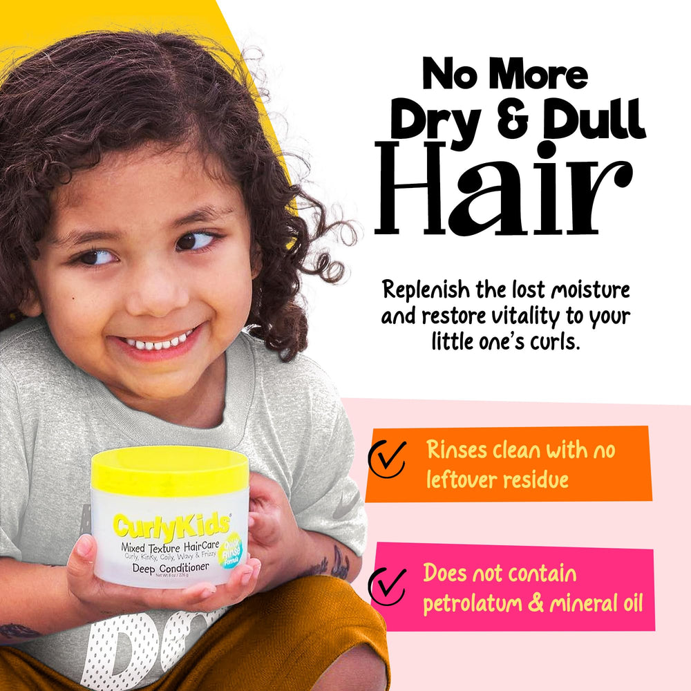 CurlyKids texture légère hydratante pour cheveux des enfants.