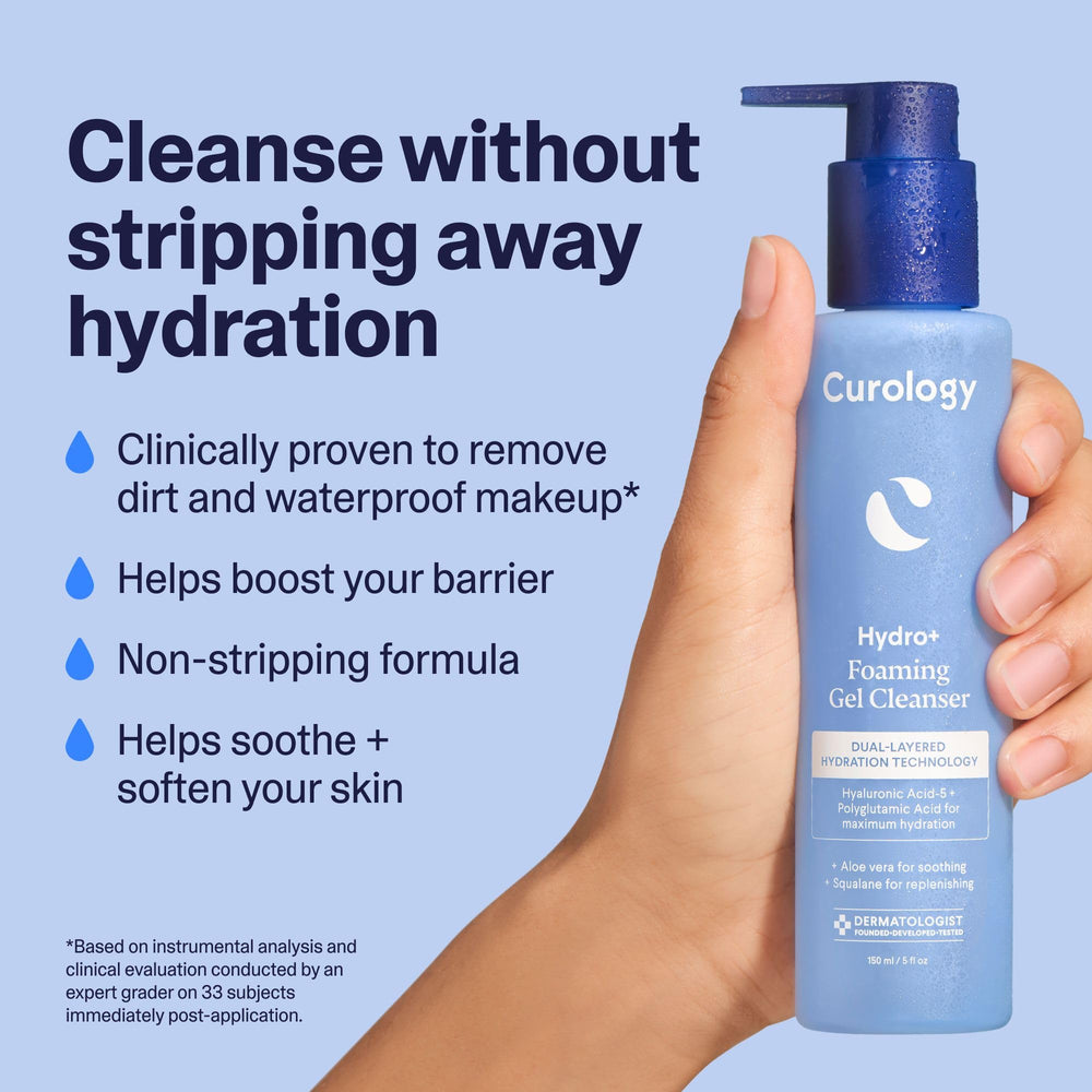 Curology Hydro+ Mousse Dense – texture riche qui transforme le nettoyage en soin hydratant.