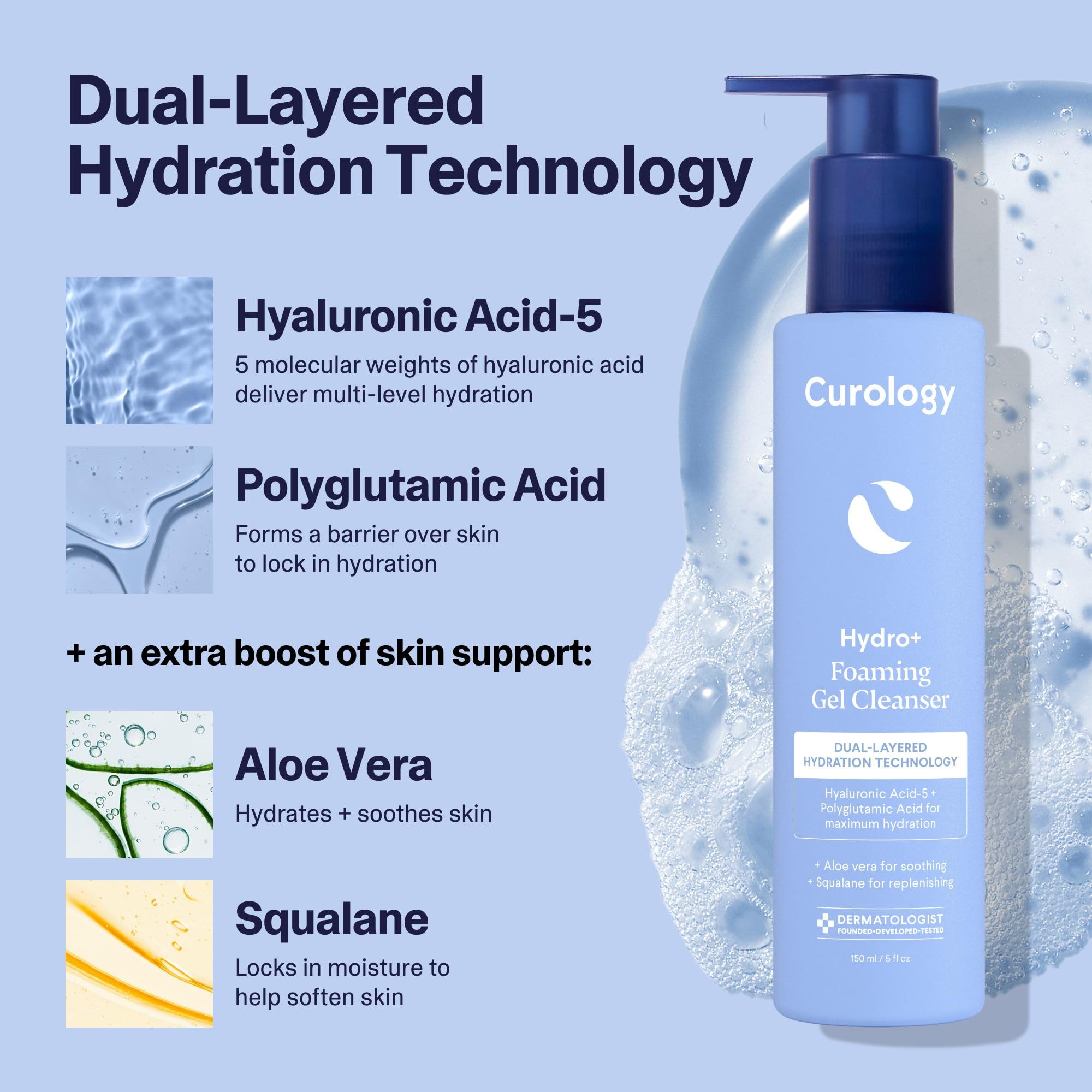 Curology Hydro+ Visage – peau douce après utilisation, adaptée aux peaux sensibles.