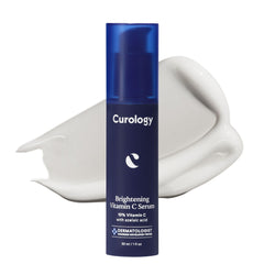 Curology sérum vitamine C bouteille texture laitée pour teint lumineux.