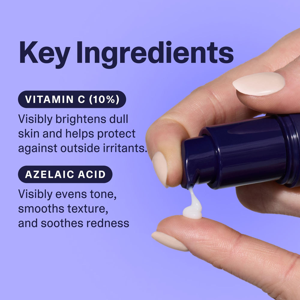 Curology sérum vitamine C texture non parfumée adaptée au maquillage.