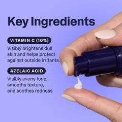Curology sérum vitamine C texture non parfumée adaptée au maquillage.