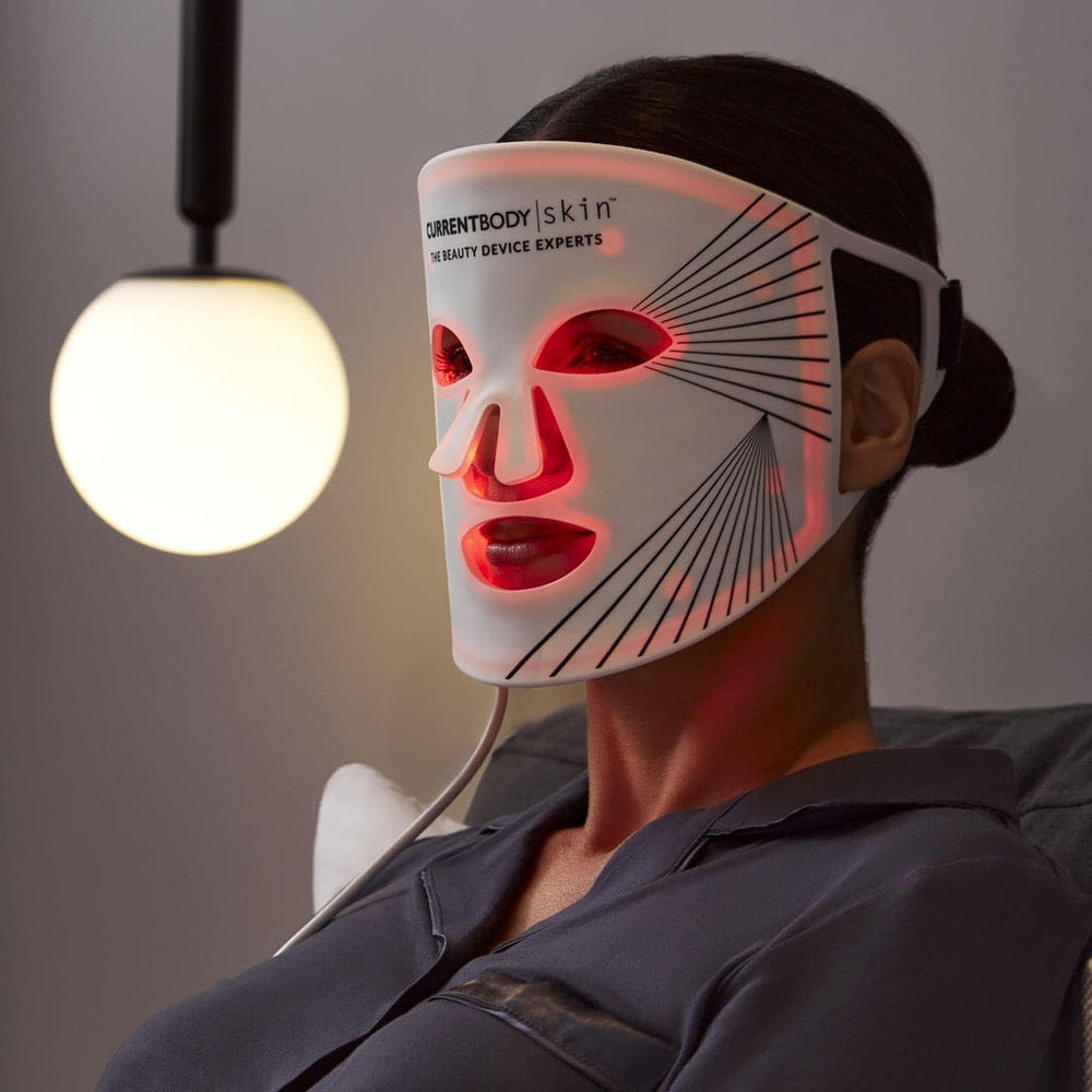 CurrentBody Masque LED: accessoires inclus – sangles auto-agrippantes, câble et manuel.