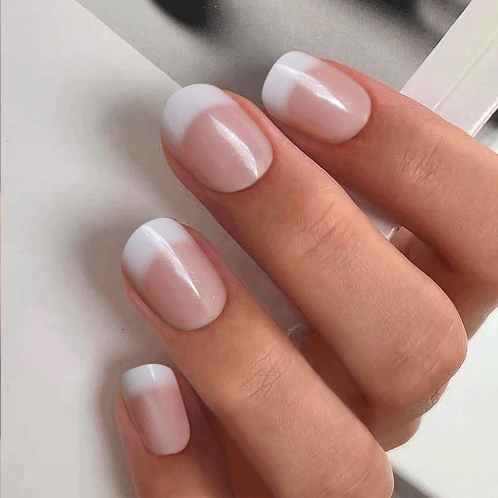 CurvLife apricot French short square nails for quick at-home salon-quality manicure
