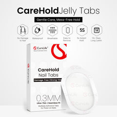 CurvLife CareHold Pro, adhésifs 0,3 mm transparents pour une tenue naturelle.