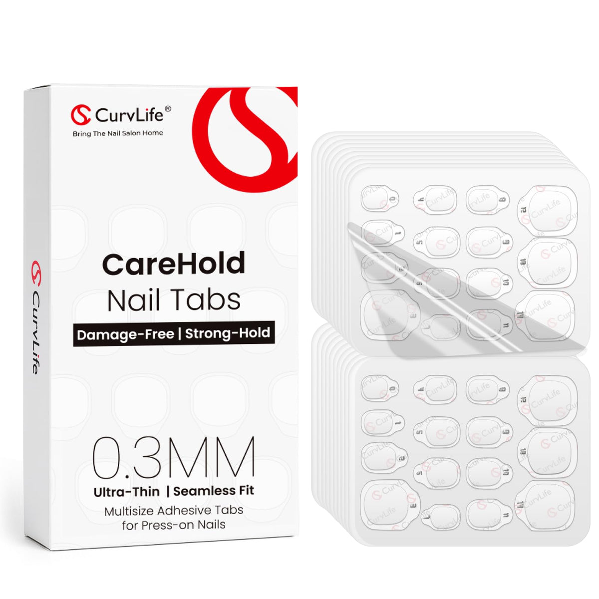 CurvLife CareHold Pro, ensemble de 10 feuilles adhésives, application rapide sans colle.