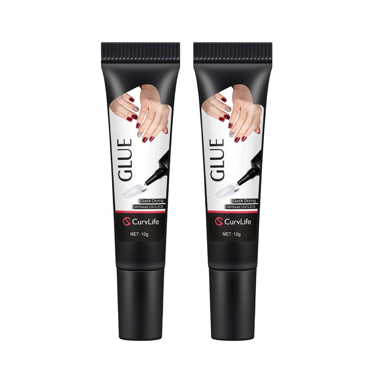 CurvLife colle ongles semi-solide 10 g en action pour application rapide et durable.