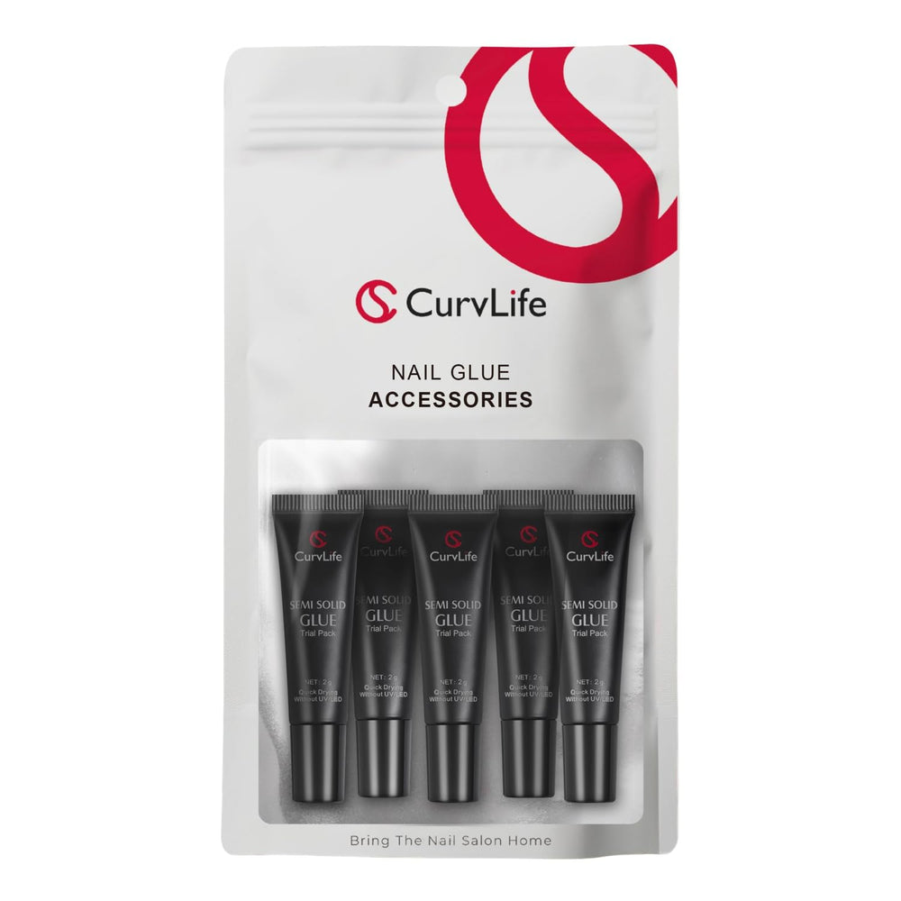 CurvLife colle-ongles-tips : ensemble de 5 tubes de 2 g pour fixation durable.