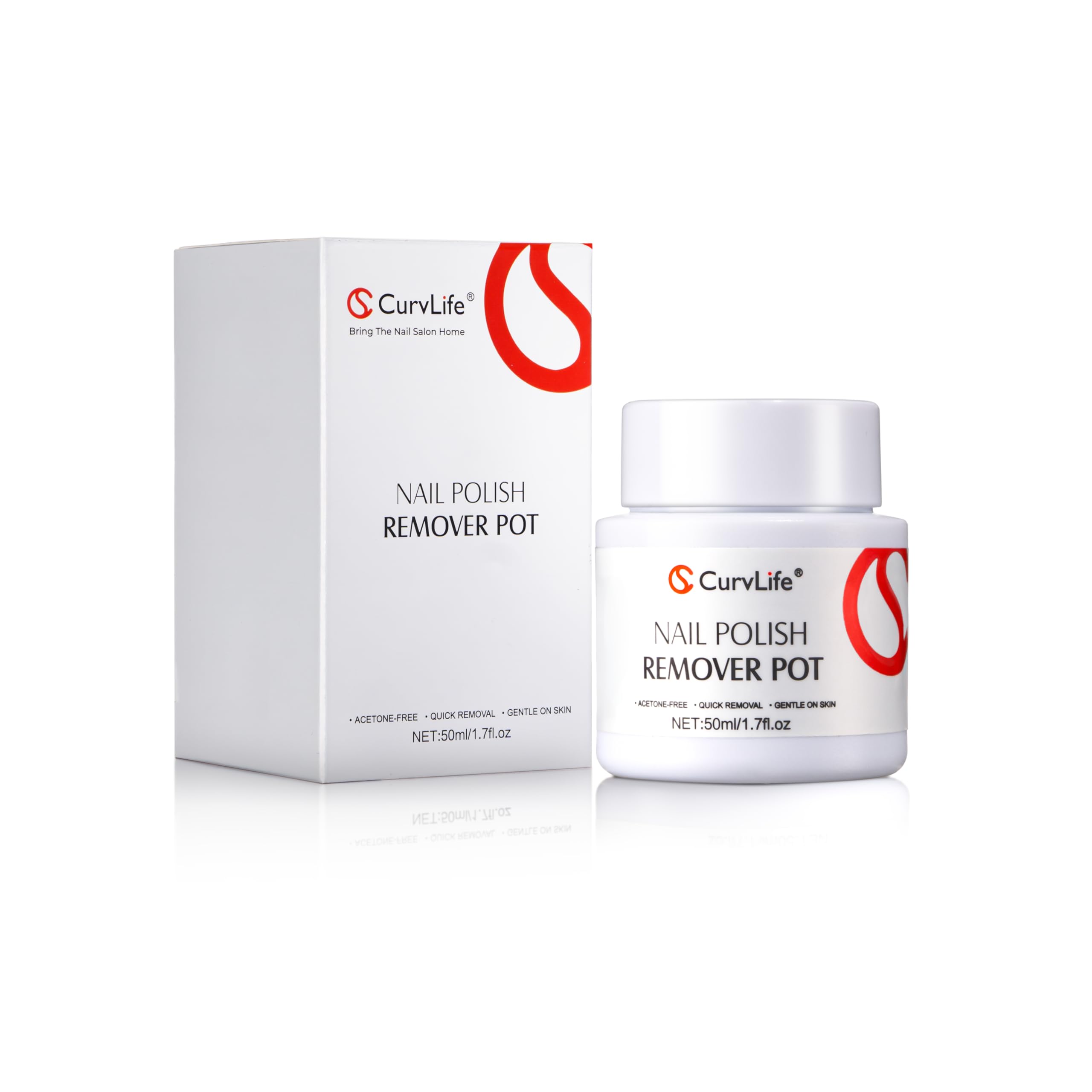 CurvLife dissolvant sans acétone dans son bocal 50 ml, douceur pour les ongles.