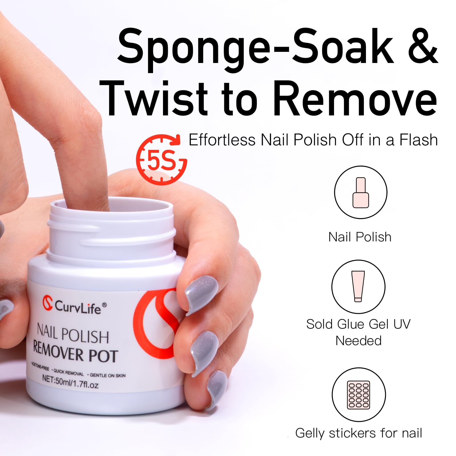 CurvLife éponge-applicateur ergonomique pour un retrait précis et sans effort.