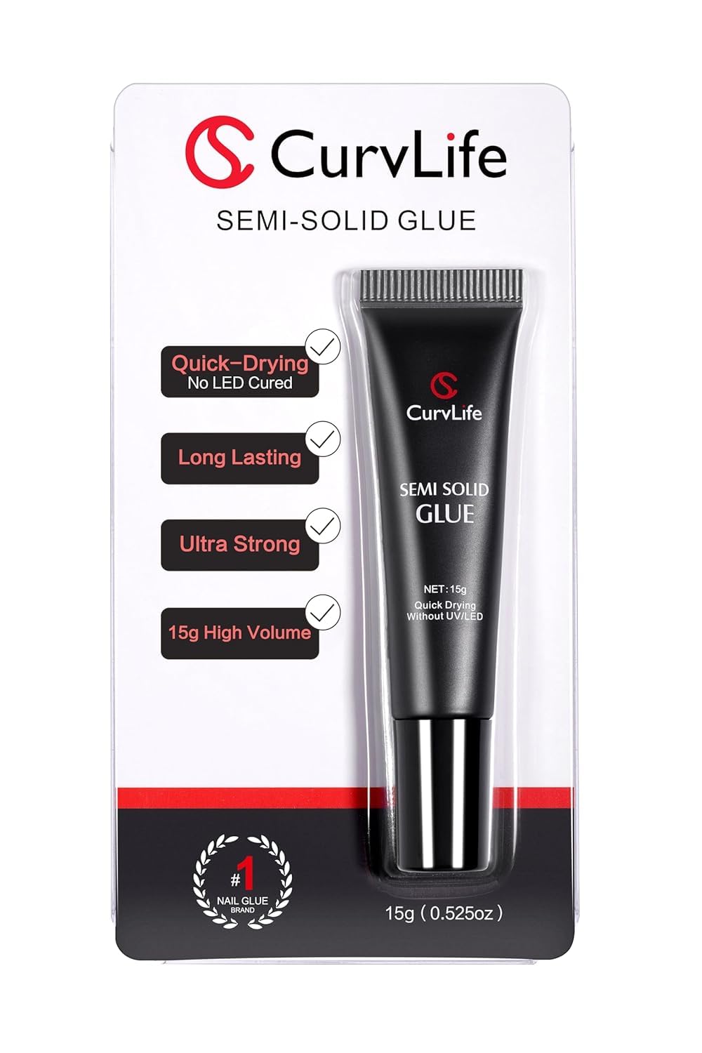 Curvlife flacon colle ongles semi-solide 15g sans UV