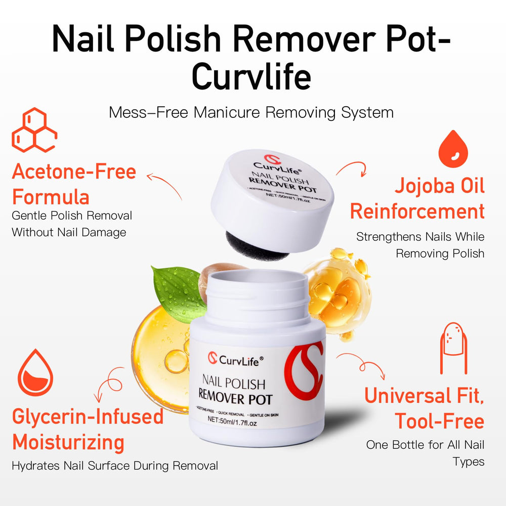 CurvLife huile jojoba pour nourrir les cuticules pendant le retrait.