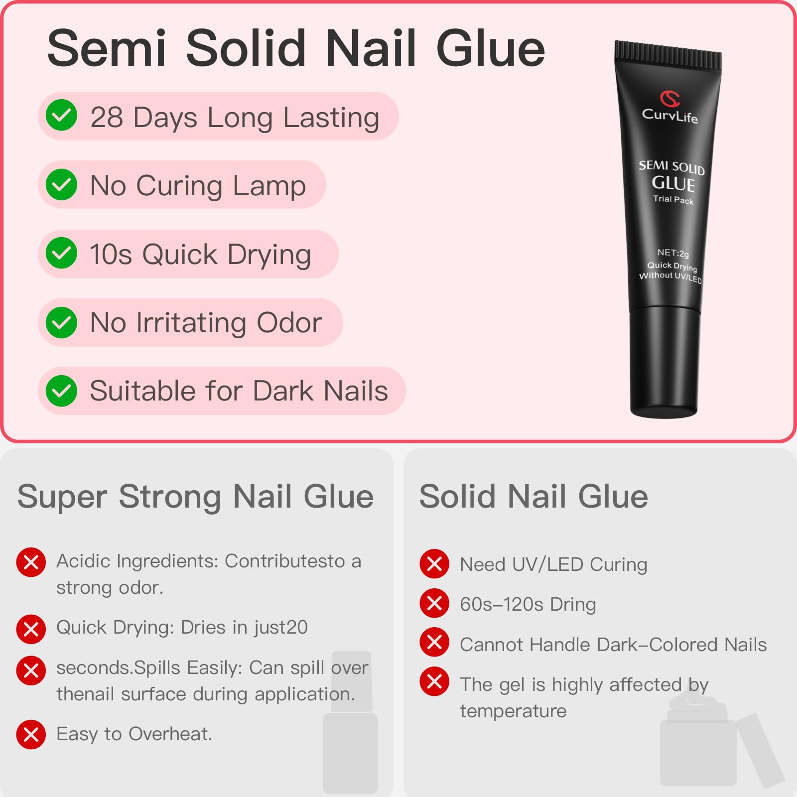 CurvLife kit-cinq-tubes-colle-ongles : pratique pour tous.