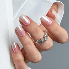 CurvLife ongles a coller carré moyen dégradé rose effet naturel.