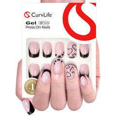 Ongles Curvlife adhésifs au design abricot pour un look rapide et durable.