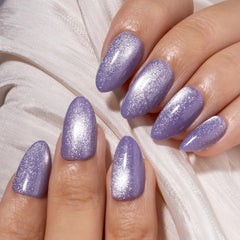 Curvlife ongles gel mou violet œil-de-chat, motif éclatant et durable.
