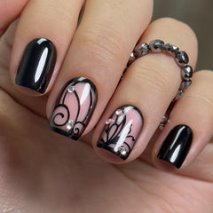 CurvLife onglets press-on avec design rhinestone spirale pour un look glamour durable
