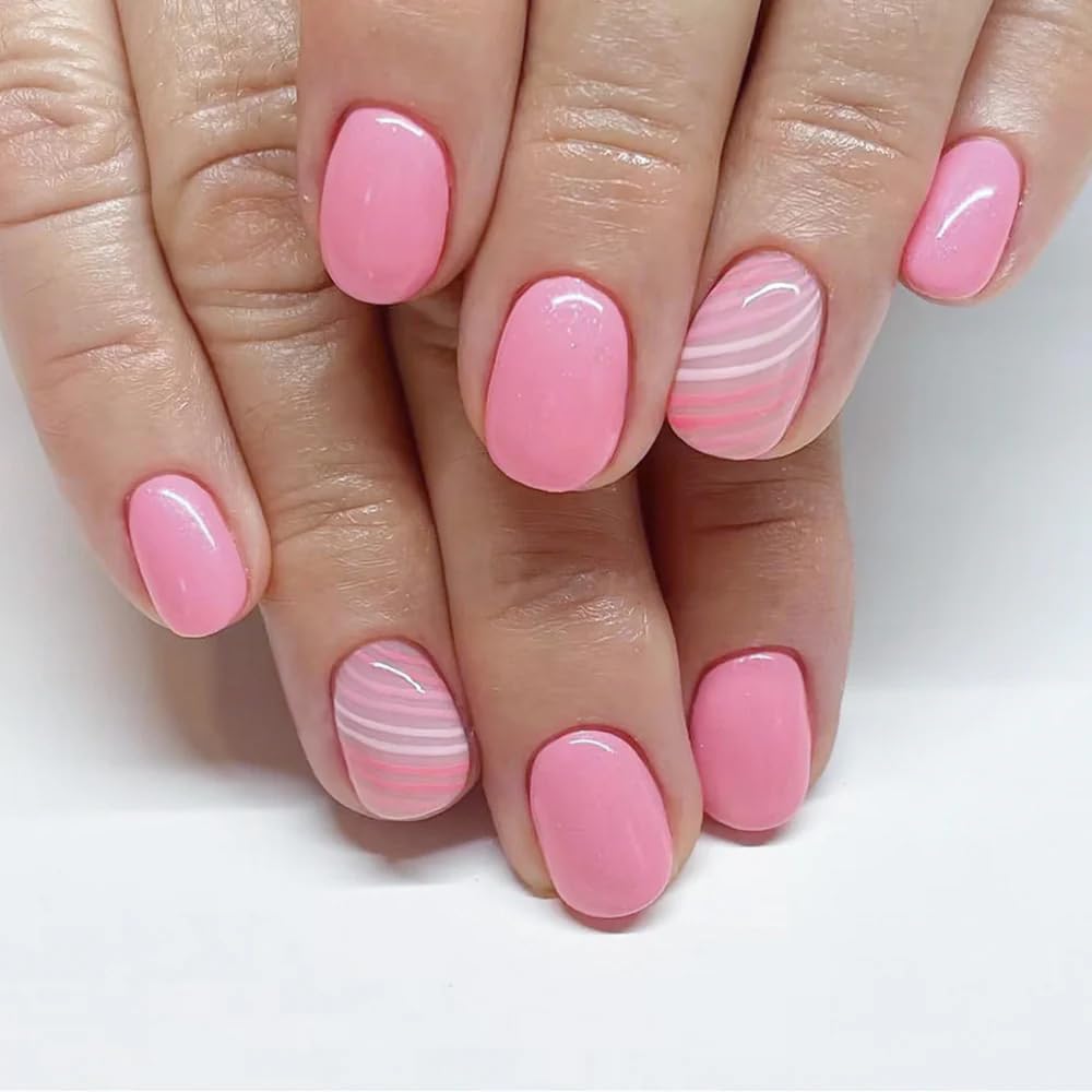 Curvlife onglets à poser en gel rose effet ondulé pour un look naturel et rapide