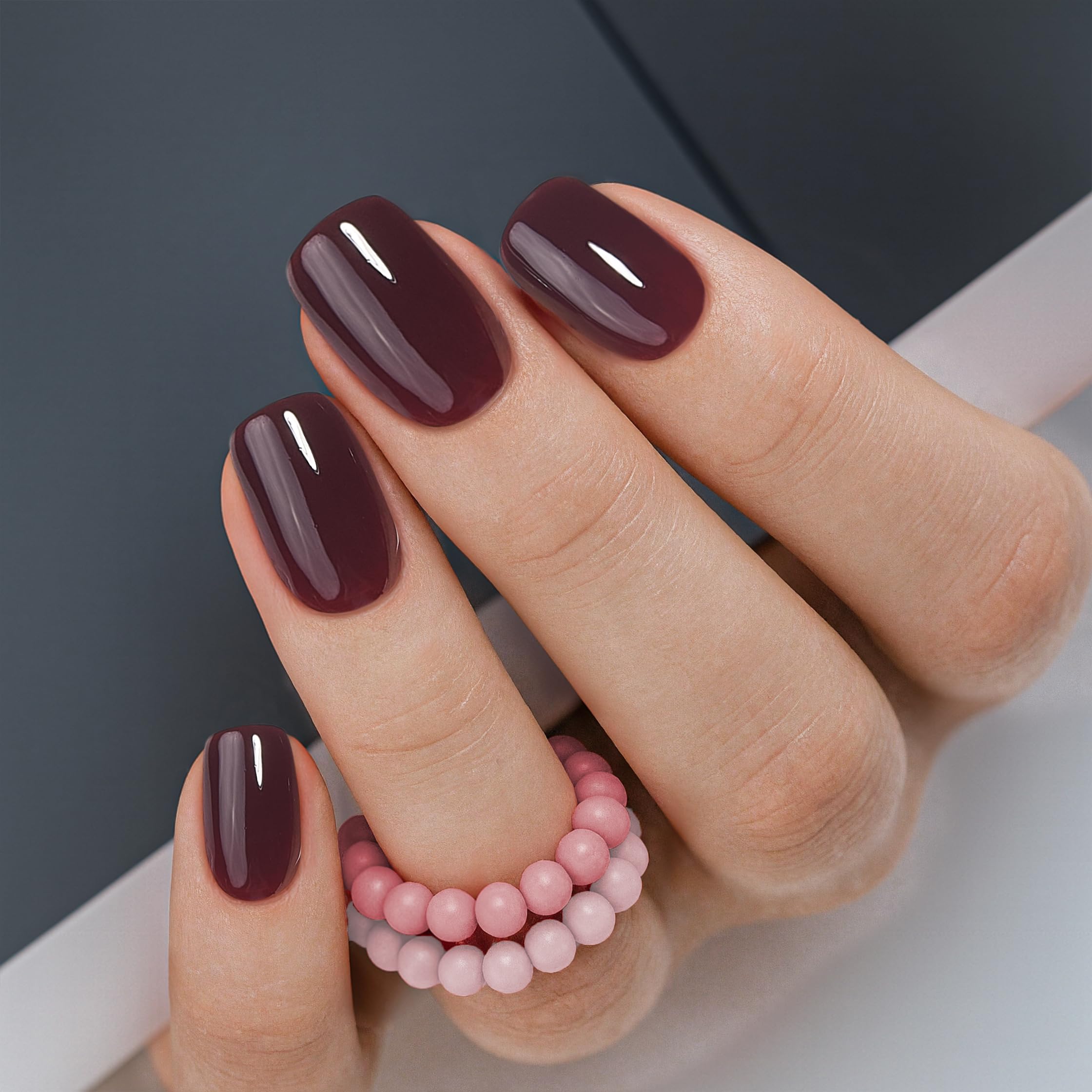 Curvlife press-on nails with wine red design offer quick salon-like glam at home.