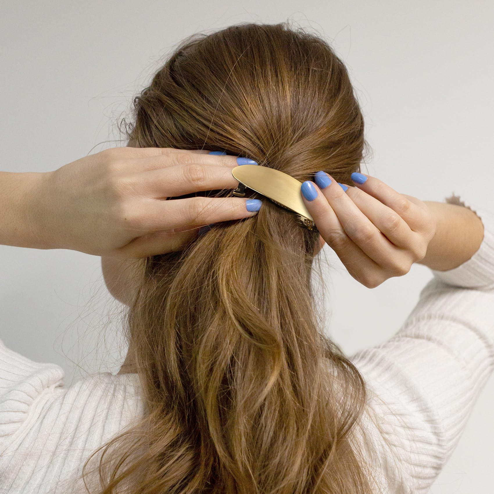 CustomyLife barrette oval ensemble deux couleurs or et argent pratiques.