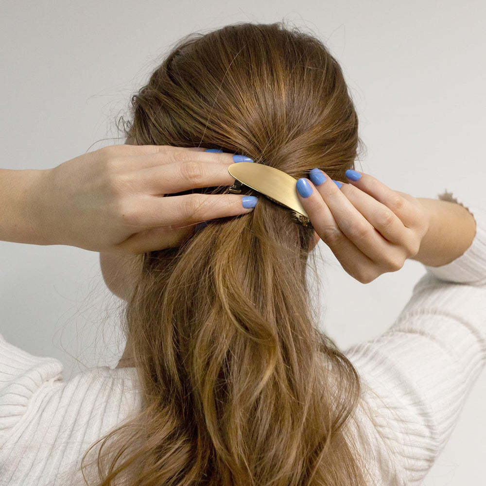 CustomyLife barrette oval ensemble deux couleurs or et argent pratiques.