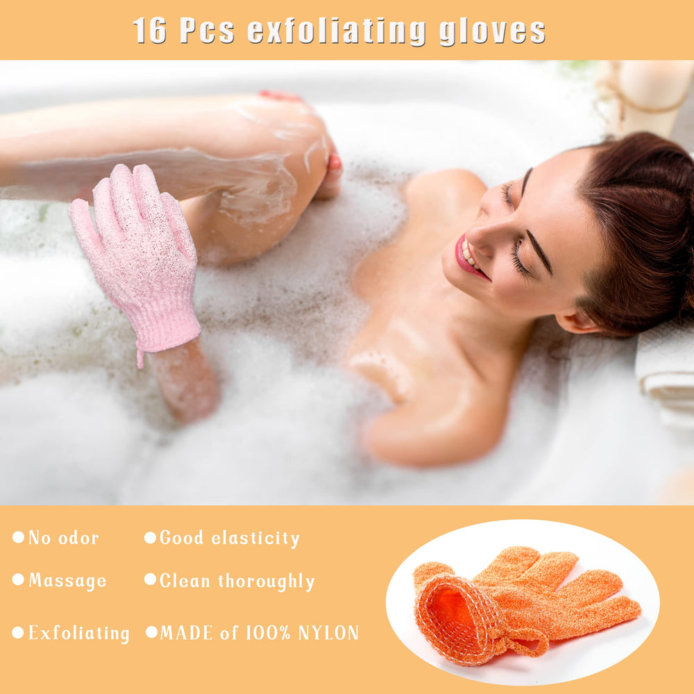 CVNDKN gants exfoliants 16 pièces – kit complet pour tout le corps.