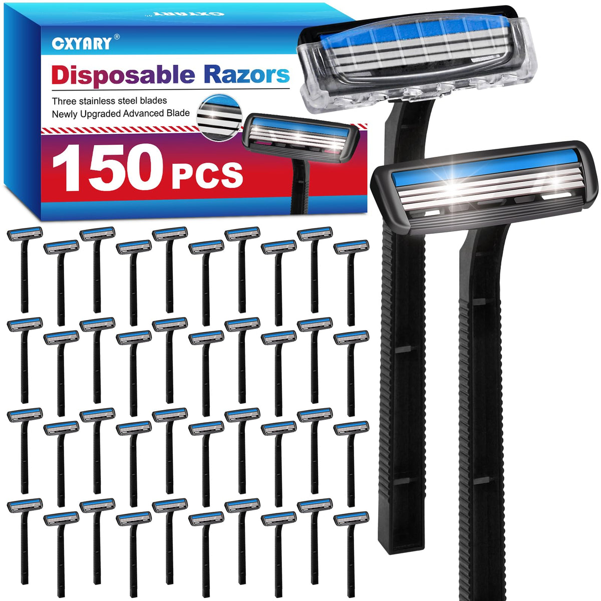 Rasoirs jetables CXYARY, pack de 150 pièces pour usage quotidien.