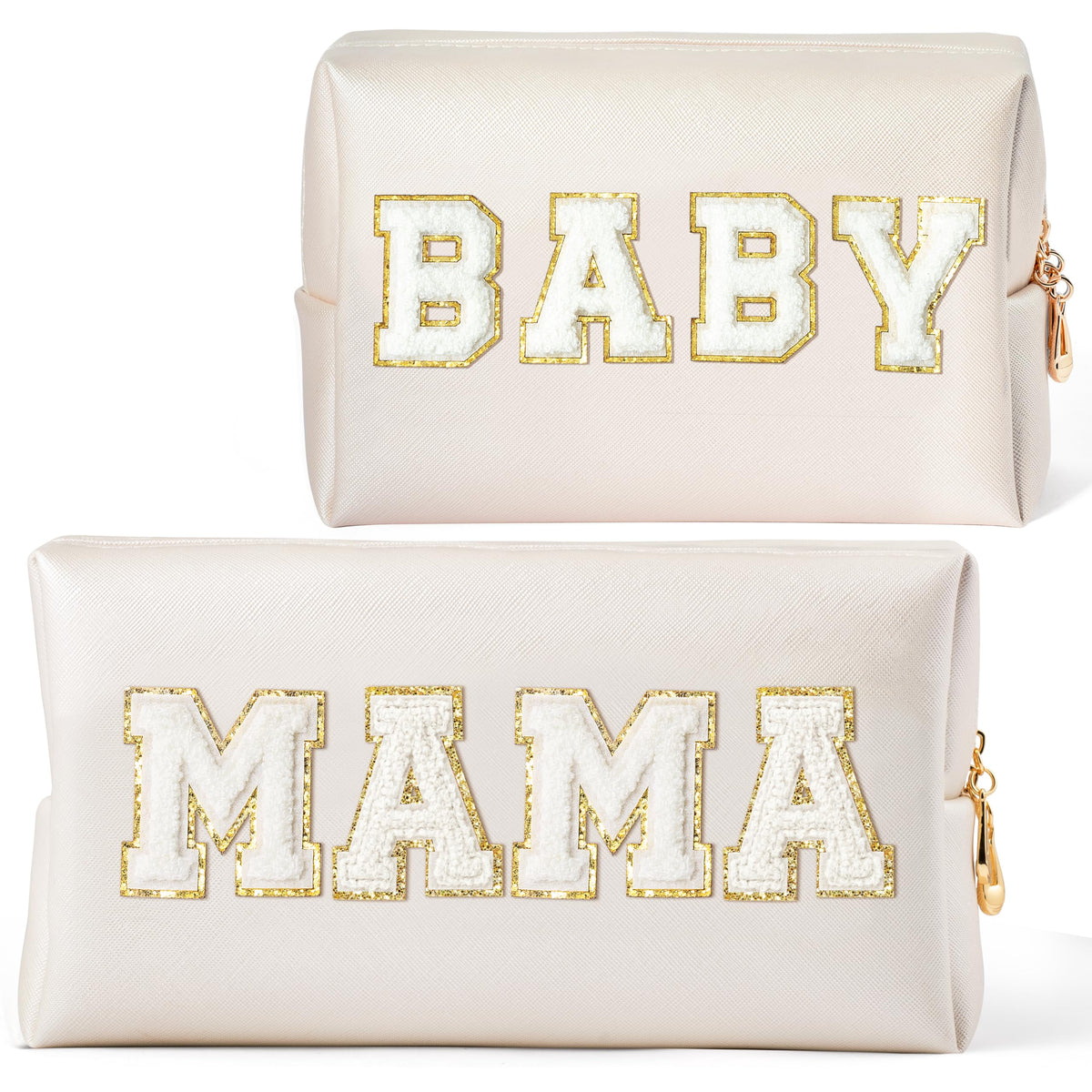 CY2SIDE sac MAMA Bebe chenille blanc, design élégant pour maquillage en voyage.