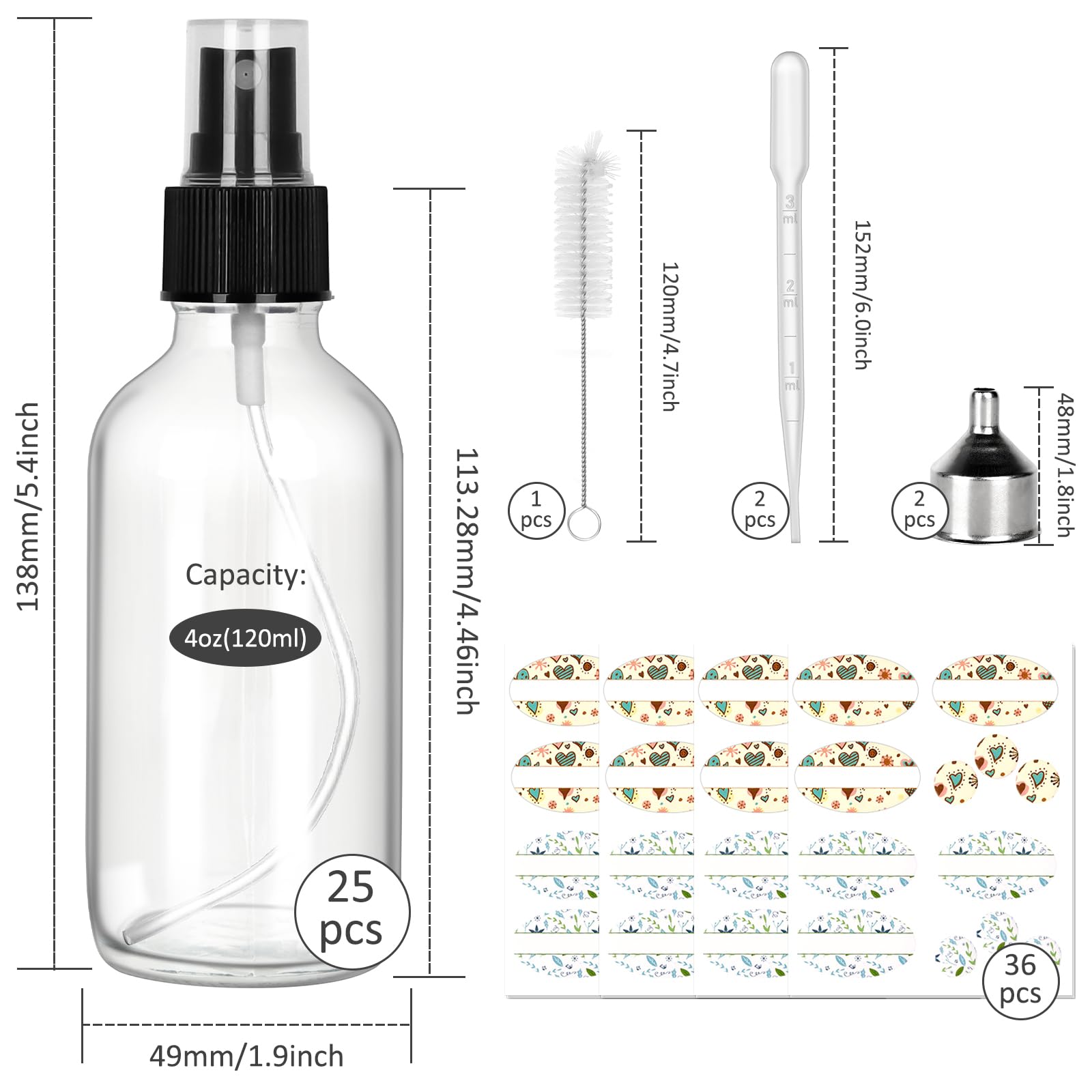 CycleMore bouteille en verre 4oz transparente pour tester des huiles