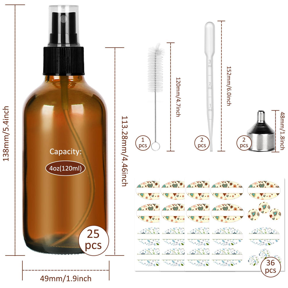 CycleMore lot de 25 bouteilles ambré 4oz, parfaites pour voyage et organisation.